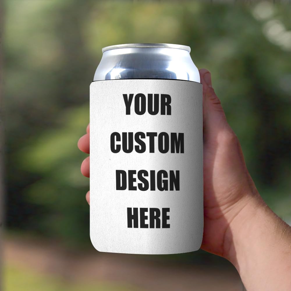 Custom Can Cooler Sleeves - 1 Pack - Full Color Print Personalized Design Photo Logo Text Neoprene Insulated Collapsible Beverage Bottle/Can Holder