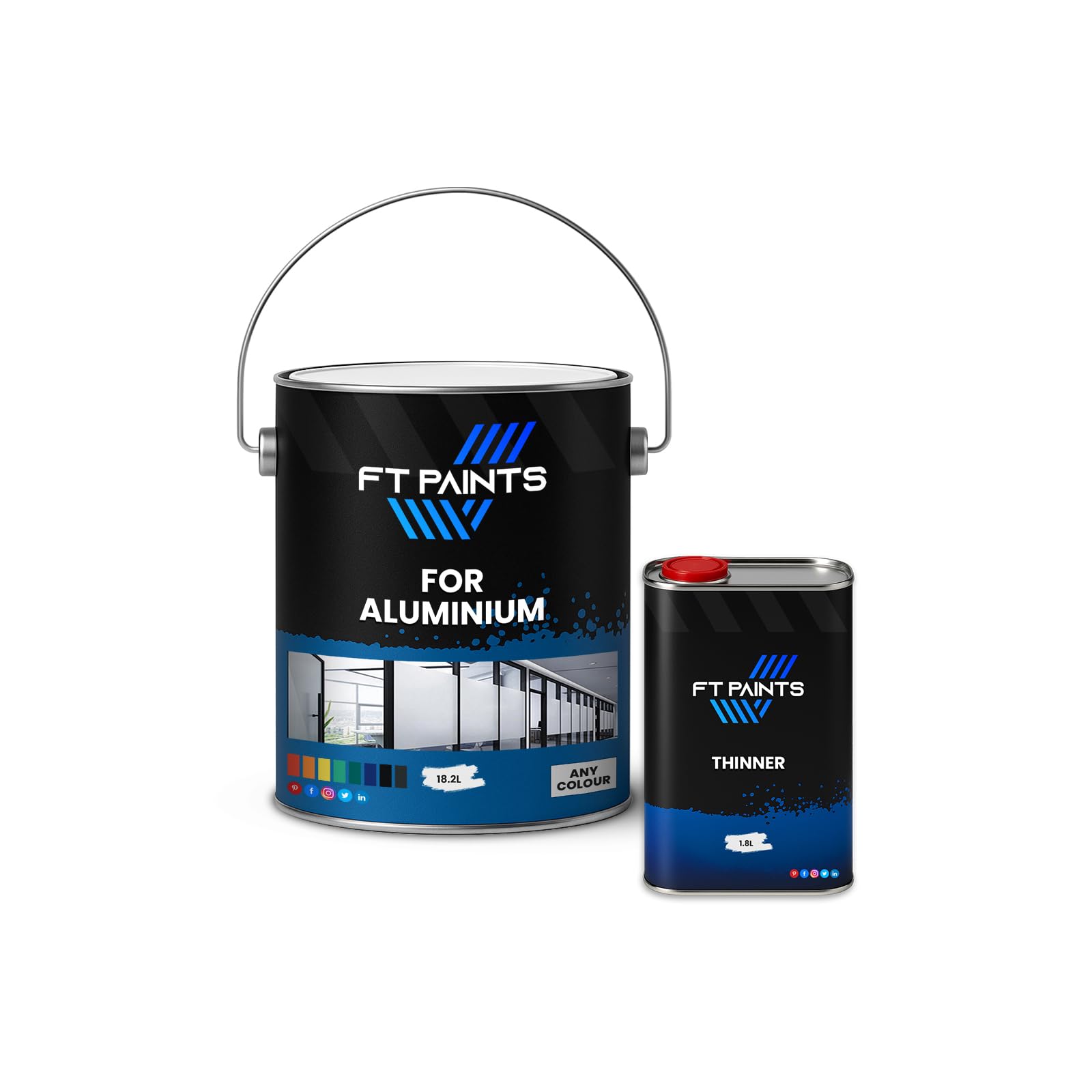 FabioT. FT Paints 20.0L Kit 1K Acrylic Topcoat Matt Finish Paint for Aluminium- RAL 9011-Graphite Black