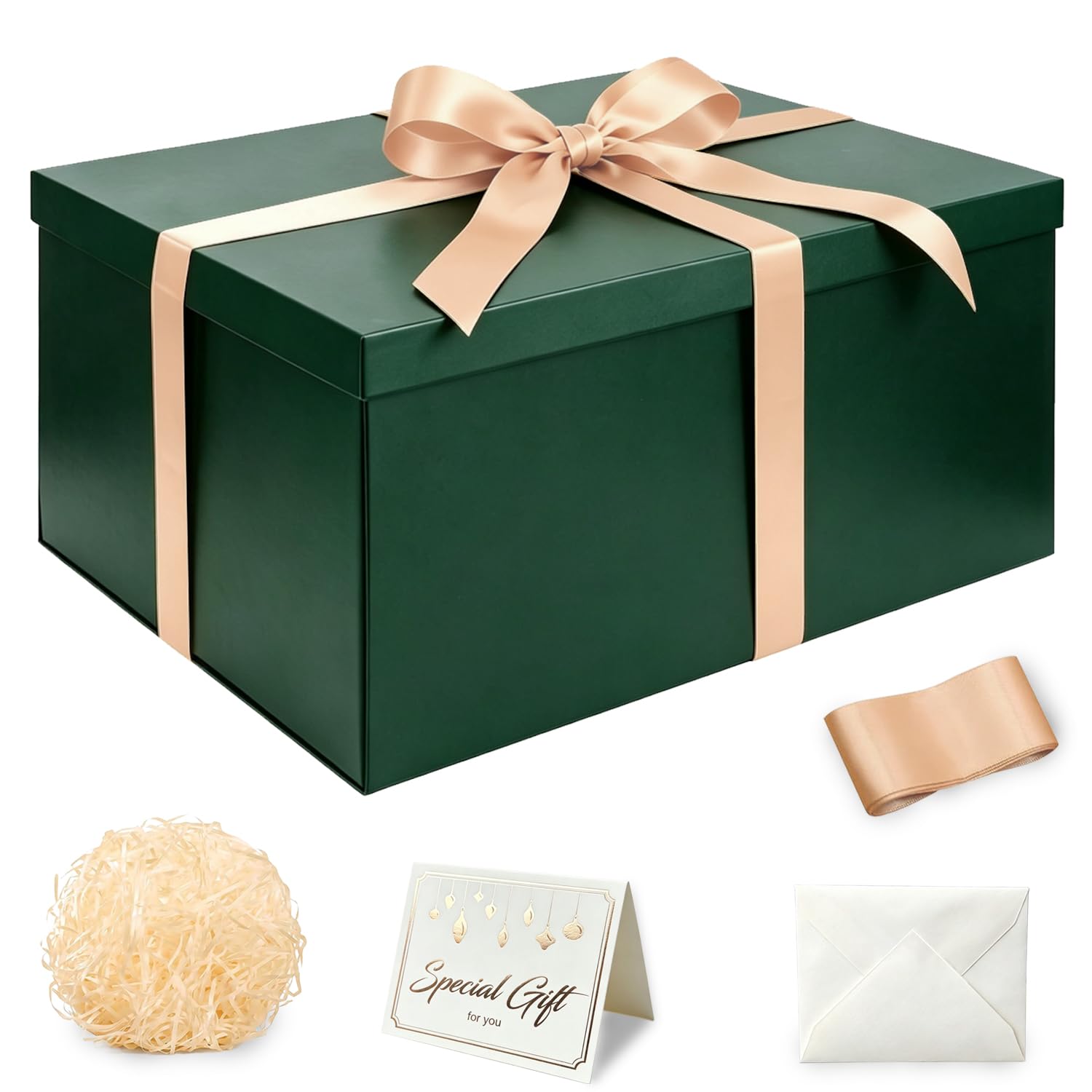 Large Gift Box Green, Gift Boxes with Lids for Presents 38 x 28 x 20cm