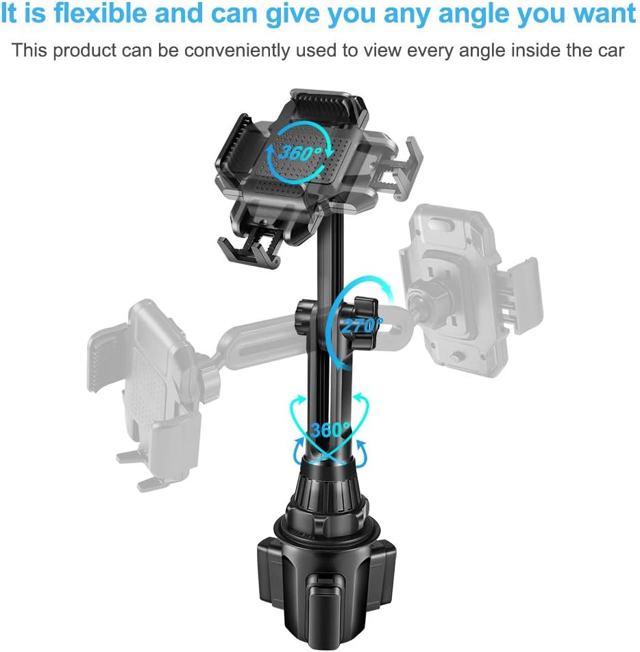 Lorima Cup Phone Holder for Car, [Easy to Install & Height Adjustable], Cup Holder Phone Mount for iPhone Samsung and All 4-6.7in Cell Phones,Cup Holder Phone Holder for Cars/SUVs/Trucks