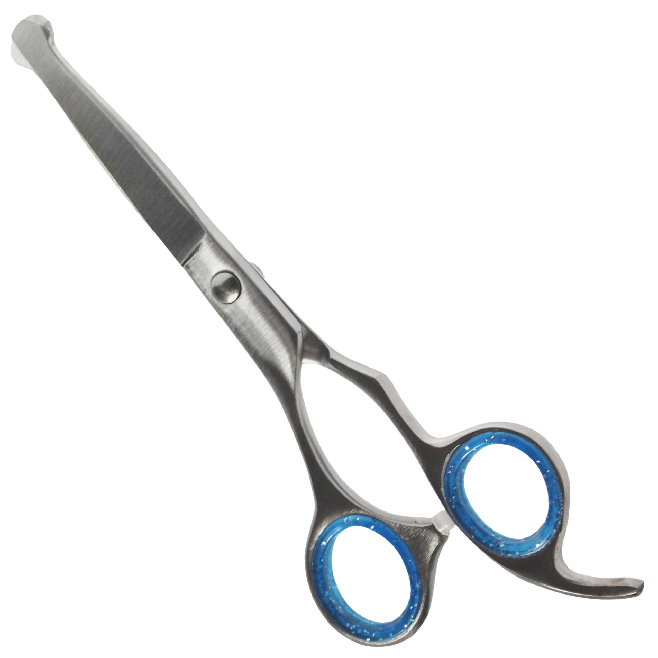 Dog Grooming Scissor Straight 6" Premium Stainless Steel with Curved Safety Round Tip Ergonomic Offset Handle Titanium Coating Shears for Dogs Cats & Pets for Home Grooming Hair Cutting Trimming