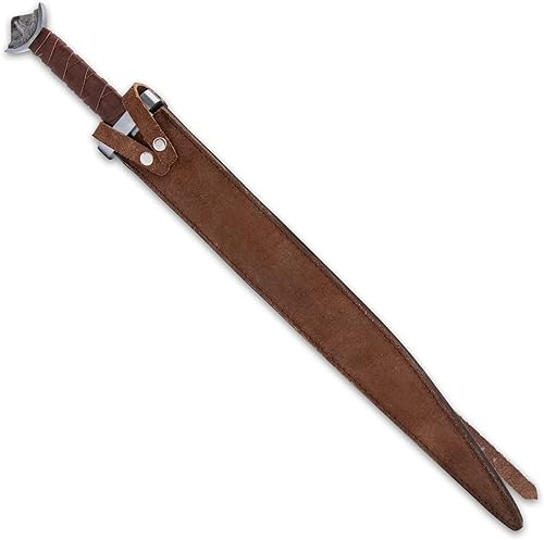 Miniatura 2 de Legends In Steel Viking Seax Espada y vaina – Construcción de acero al carbono de una sola pieza, mango envuelto en cuero – Longitud 30 pulgadas