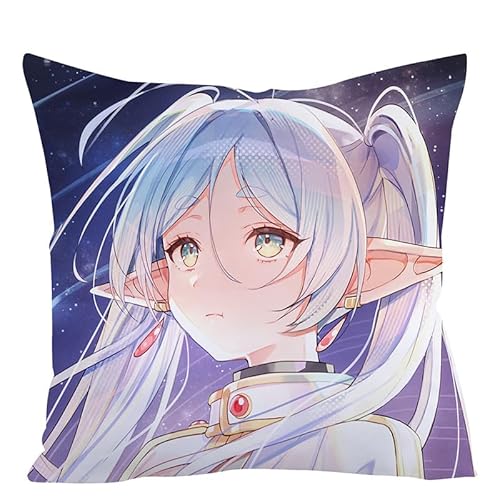 Zhongkaihua Housse de coussin Anime Frieren Beyond Journey's End 45 x 45 cm, housse de coussin Frieren Beyond Journey's End Merch pour hôtel, maison, voiture, canapé, literie, LK240307106