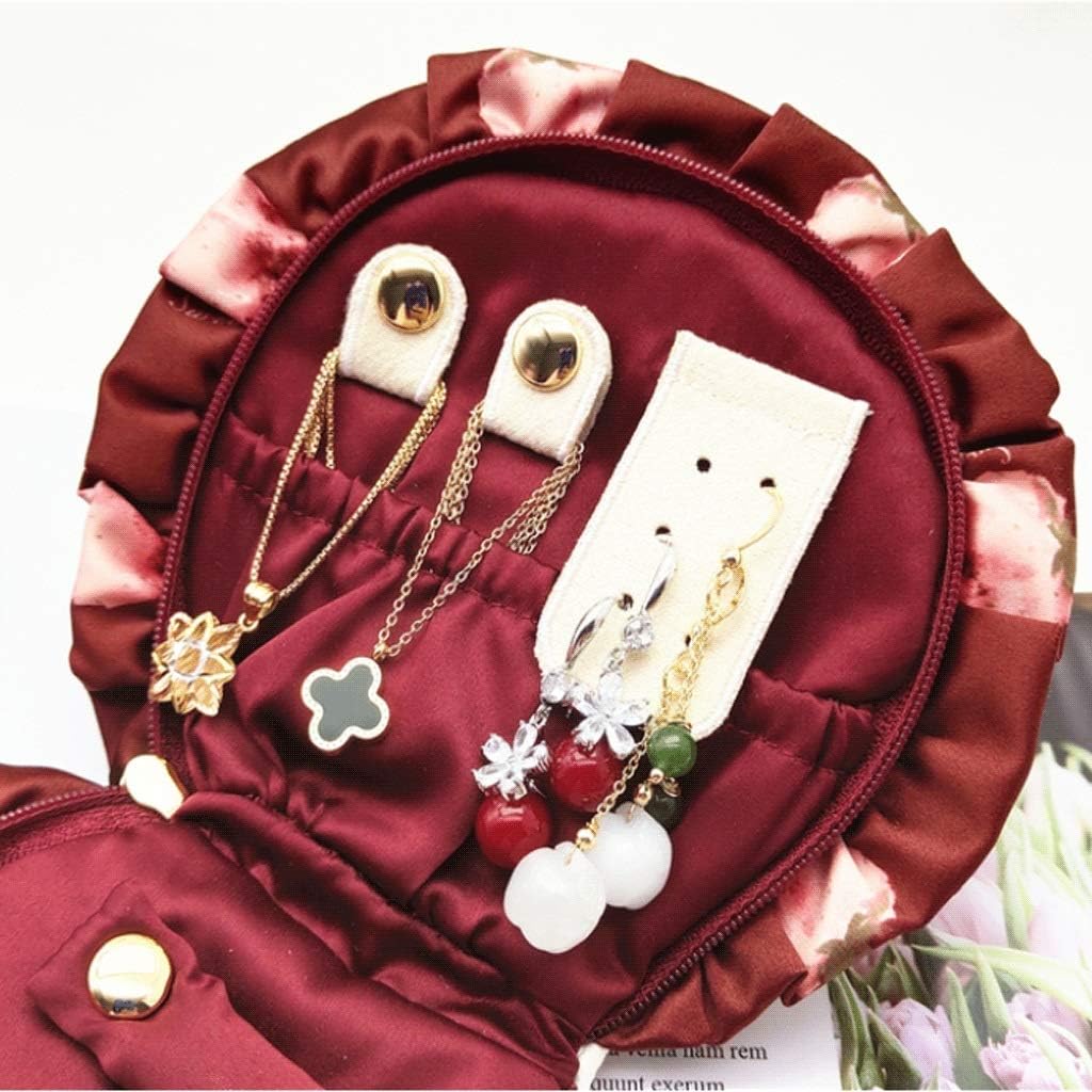 Jewelry Boxes Travel Jewelry Box with Strawberry Pattern Small Fabric Portable Jewelry Roll Case Portable Foldable Jewelry Bag for Women Jewelry Organizer (Jewelry Box B)