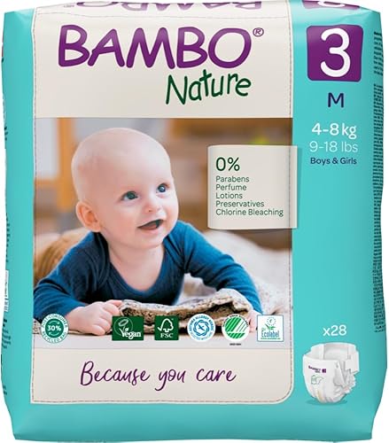 Bambo Nature Premium Eco - Pañales para hombre, tamaño 3 (9-18 libras8.8 lbs), 1000019253, 1