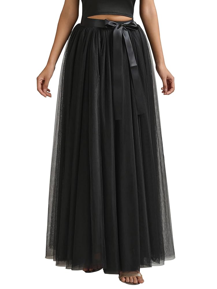 【Acka】tulle long skirt Amazon.com: Women Maxi Long Tulle Skirt High Waist Skirts B