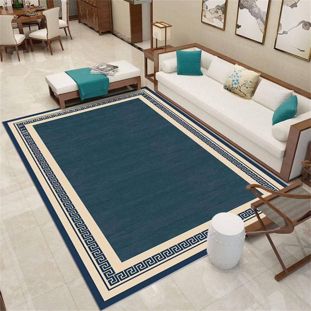 Tapis de salle bain antidérapant et lavable 120x120 cm bleu vintage