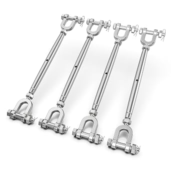 4 Pack Turnbuckle, 1/4" M6 304 Stainless Steel Turnbuckles- 1600 lbs WLL