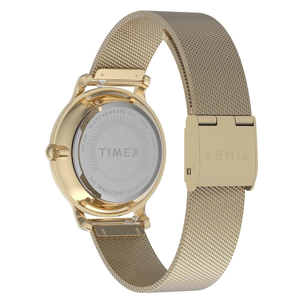 Timex Transcend TW2Y26400 - Reloj de cuarzo para mujer, malla de acero inoxidable en dorado con esfera dorada, 31 mm