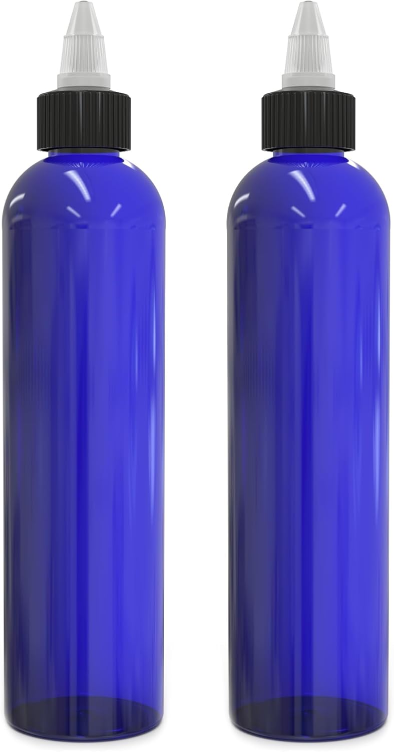 BRIGHTFROM Twist Top Applicator Bottles, 8 OZ, Squeeze Empty Plastic Bottles, Black Nozzle, BPA-Free, PET, Refillable, Open/Close Nozzle - Multi Purpose (Blue) : Beauty & Personal Care