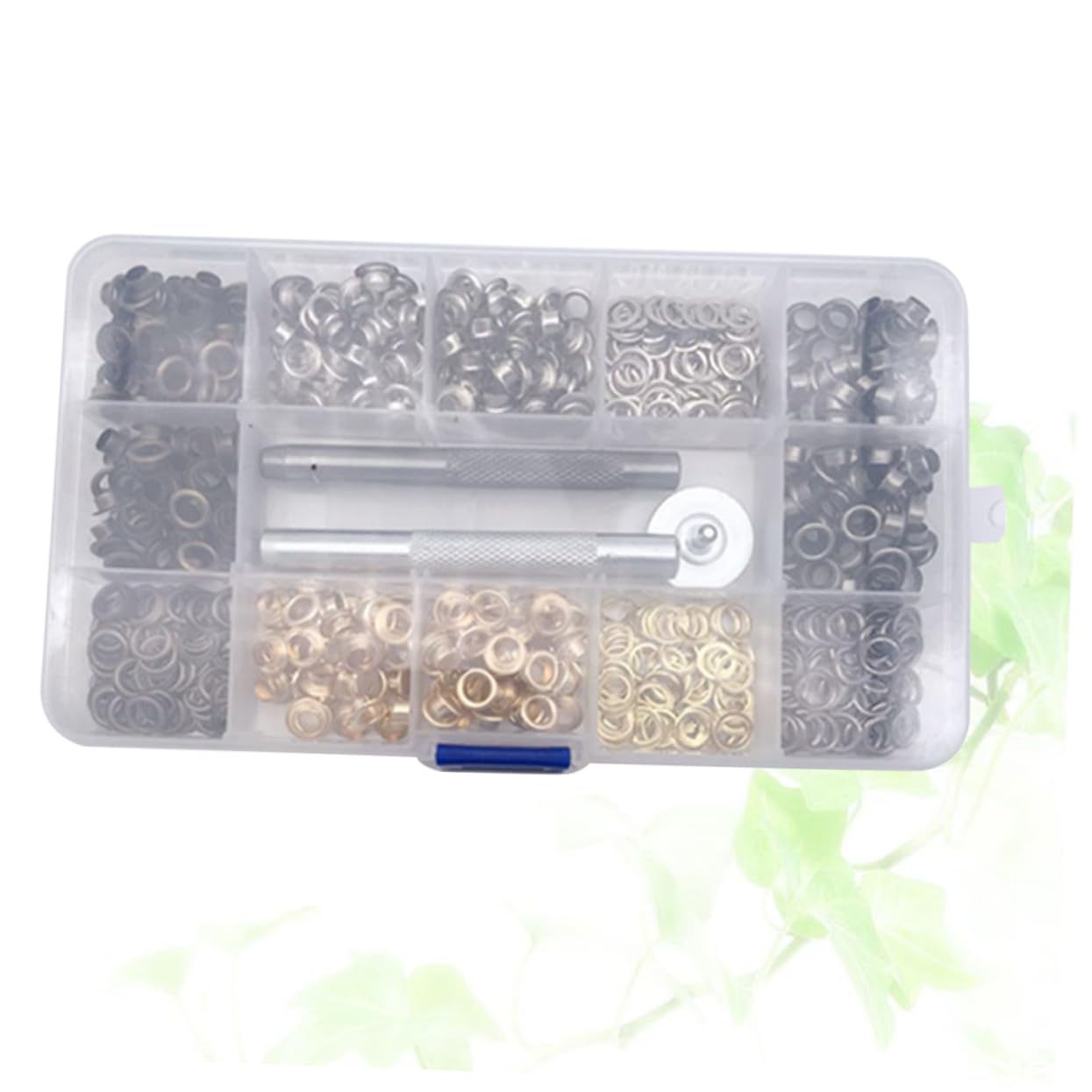 400pcs DIY Essential Metal Eyelets Button Set Grommets Kit Tools for Shoes Clothes Crafts Storage Box