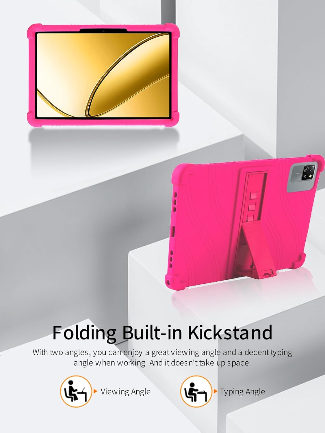 for Blackview Tab 60 pro Tablets Case 10 inch,BOVUGAC Soft Silicone Adjustable Stand Shockproof Kids Friendly for Blackview Tab 60 pro Tablets(Rosered)