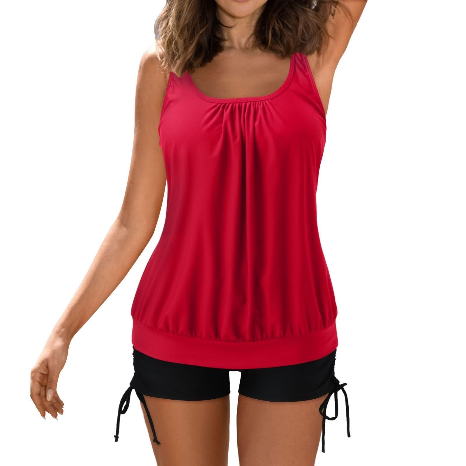 Tankini Women's Swimwear Set Leisure Swimsuit Two Piece Tankini Set Elegant Swimsuits Tankini Top Swimming Shorts Tankini Tummy Control Swimwear Set Leisure Tankini Swimsuit Two Piece Tankini Set, 3