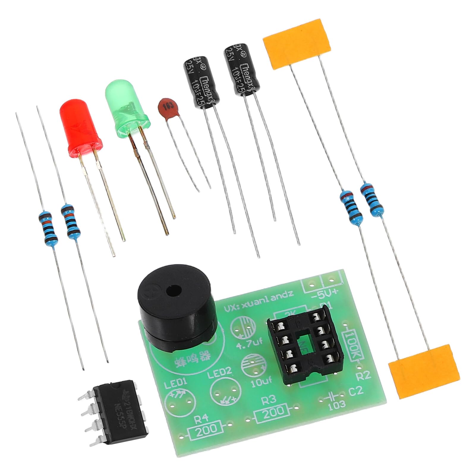 Yardenfun Kit Timer 555 Ne555 Circuito Lampeggiante a Led, Suite Fai da Te Elettronica Componenti Robusti e Istruzioni Passo Passo, per Allenamento Saldatura e Progetto Educativo 3 Pezzi