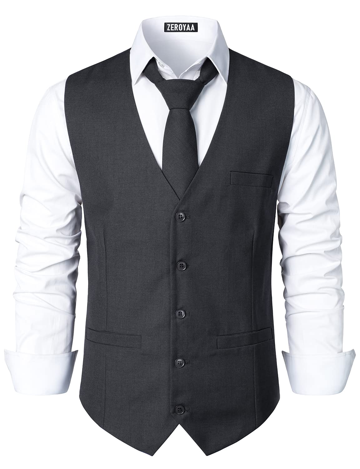 ZEROYAA Men's Urban Design Business Formal Dress Vest