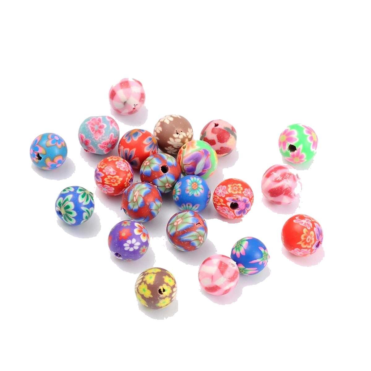 Fimo Polymer Clay Beads for Jewellery Making 8 mm Pack of 15 Multi-Coloured