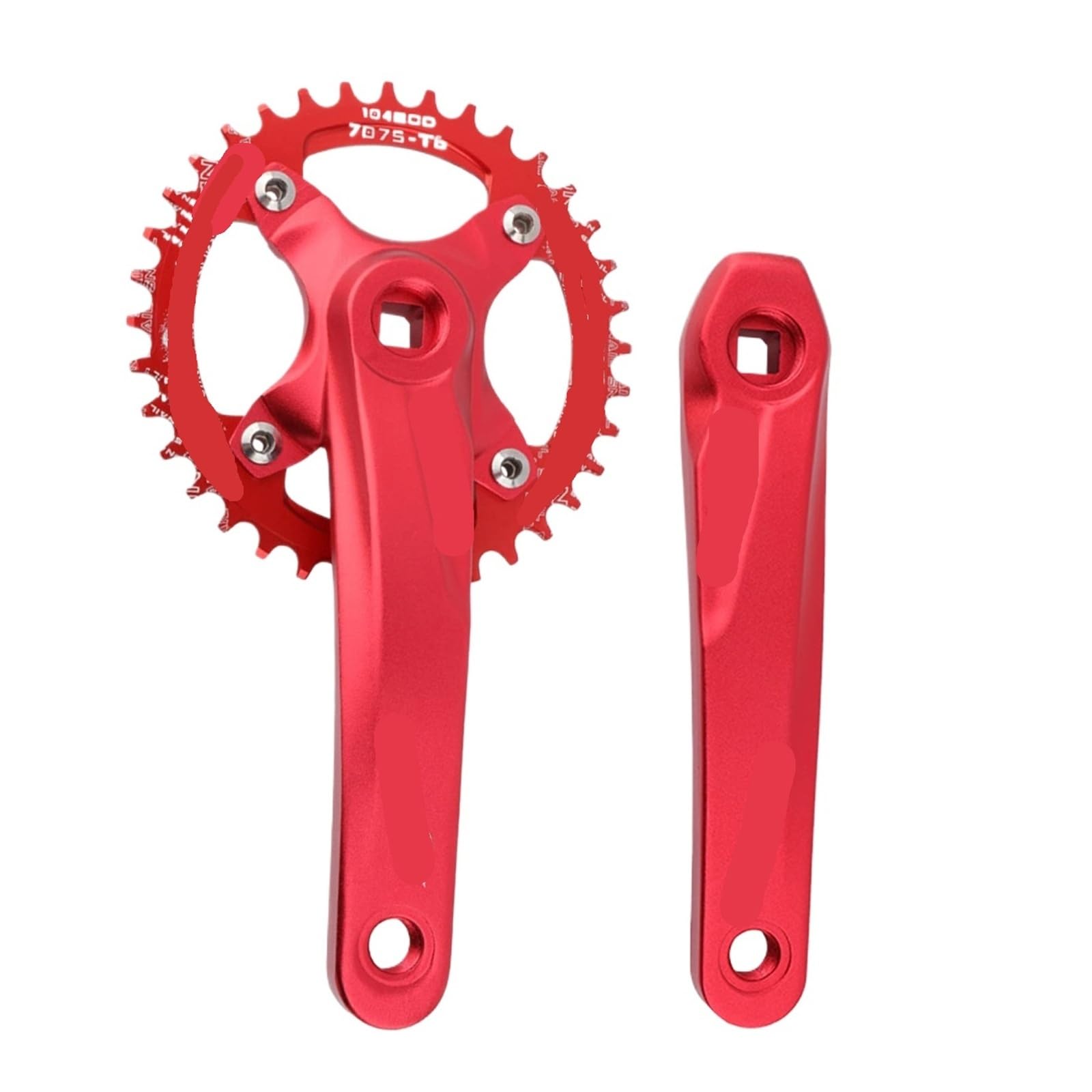 Plato y bielas cuadrados for bicicleta, 32T/36T, 170mm, 104, rojo
