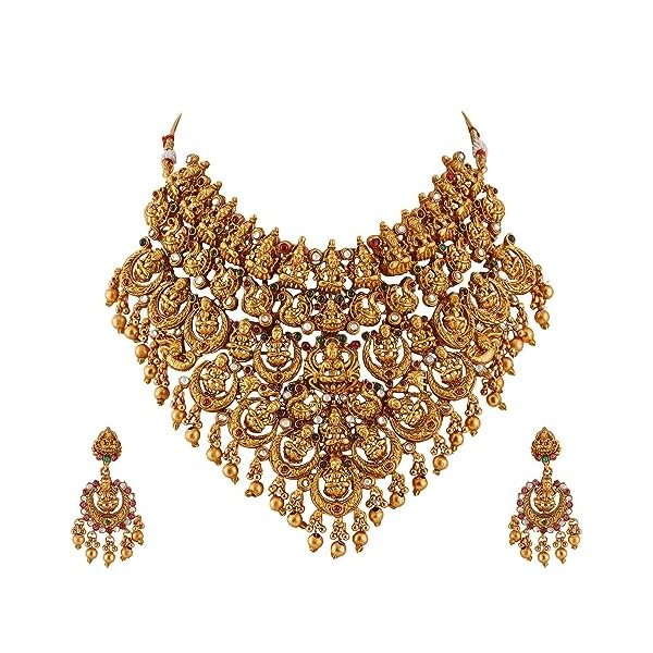 Shreyadzines Traditional Jewellery Set for Women Ethnic Temple Jewellery Set Gold Plated Jewelry Set Traditional Long Haram Necklace Set