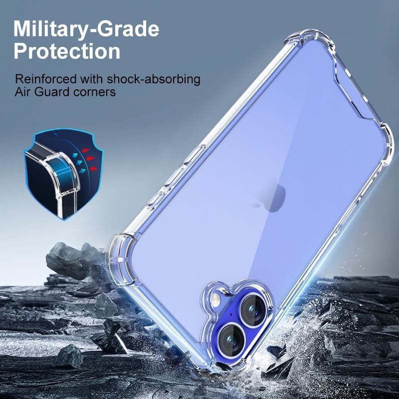 Image of mobistyle Designed for iPhone 16 Plus, Yellowing-Resistant Shockproof Camera Protection Phone Cover, Anti-Scratch Clear Back Cover Case for iPhone 16 Plus.