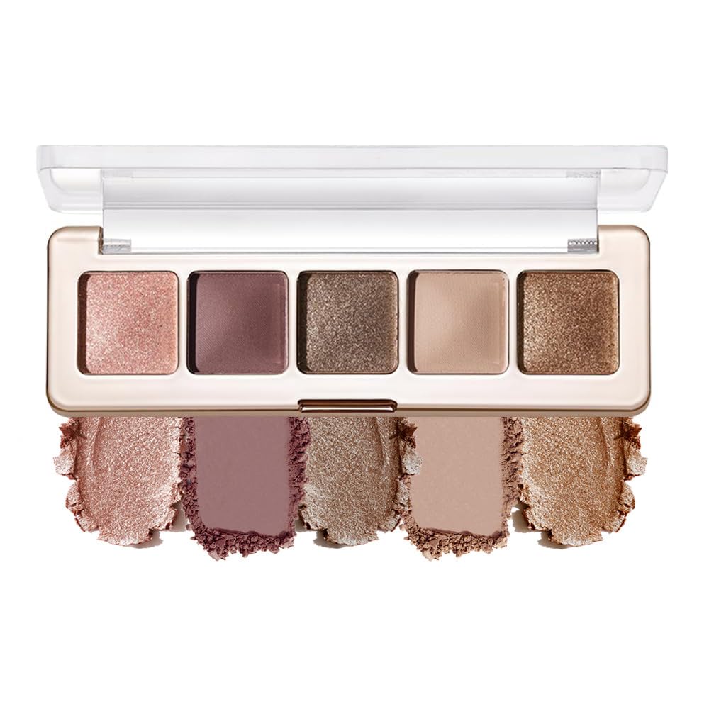 5-Color Eyeshadow Palette, Shimmer Earth Tones with Matte & Highlight Shades, Silky Smooth Texture, Brightening & Contouring Eye Makeup, Compact Design with, Charming Eye Look-4#