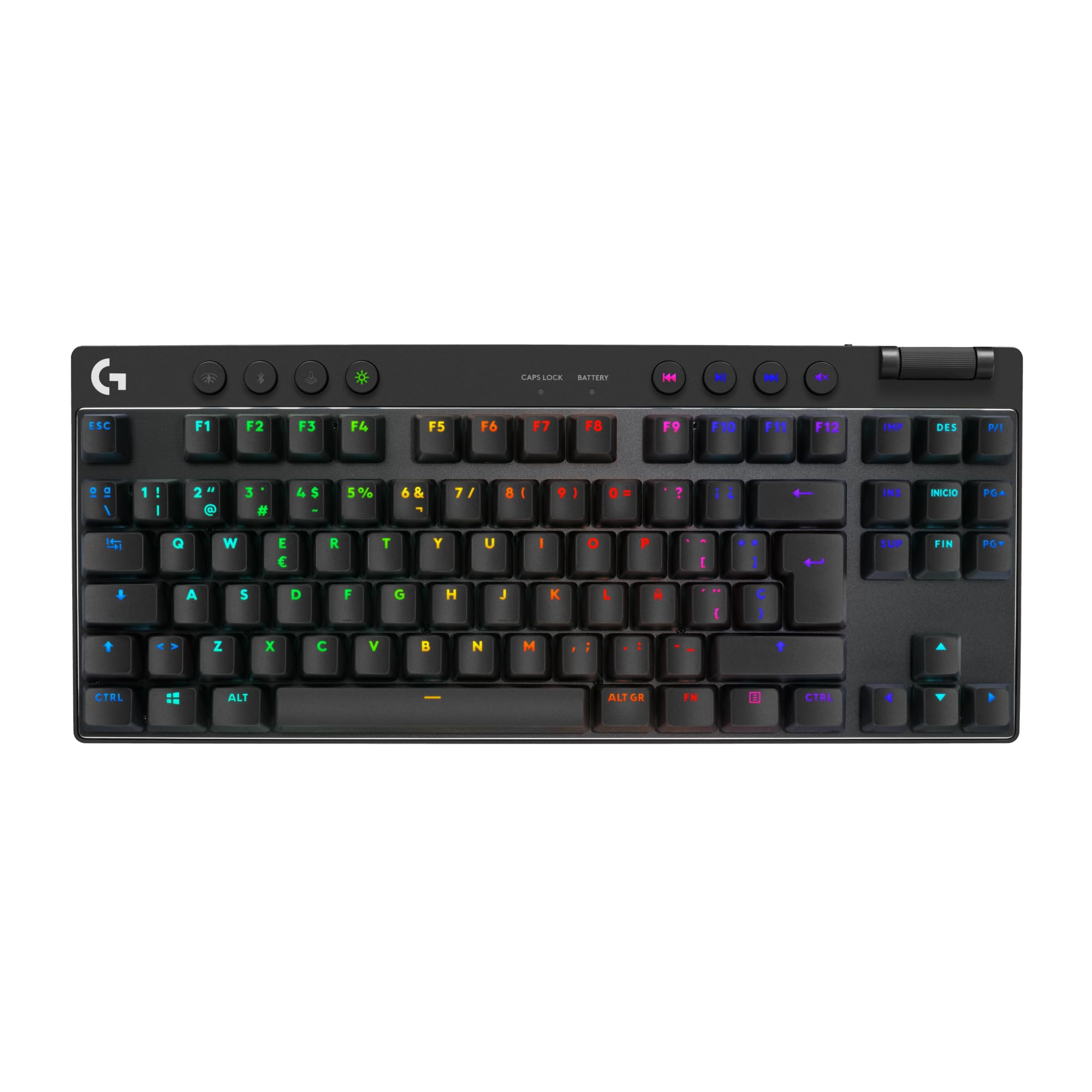 Logitech G Pro X TKL Lightspeed, Teclado inalámbrico para Gaming, ultraportable, sin sección numérica, RGB LIGHTSYNC, Teclas de PBT, interruptores táctiles (GX Brown), QWERTY Español, PC - Negro