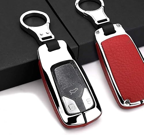 Miniatura 10 de ontto Funda para llavero compatible con Audi de piel de metal para llaves de protección completa compatible con Audi A4 S4 RS4 B9 A5 F5 4M TT FV TTS