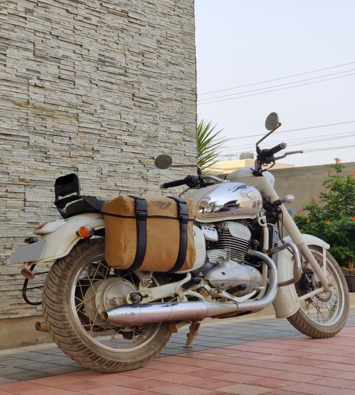 GUARDIANGEARS Buddy Canvas Side Bag for Royal Enfeild and Jawa 42 Motorcycles with Rain Cover (Khaki Colour) - Image 7 thumbnail