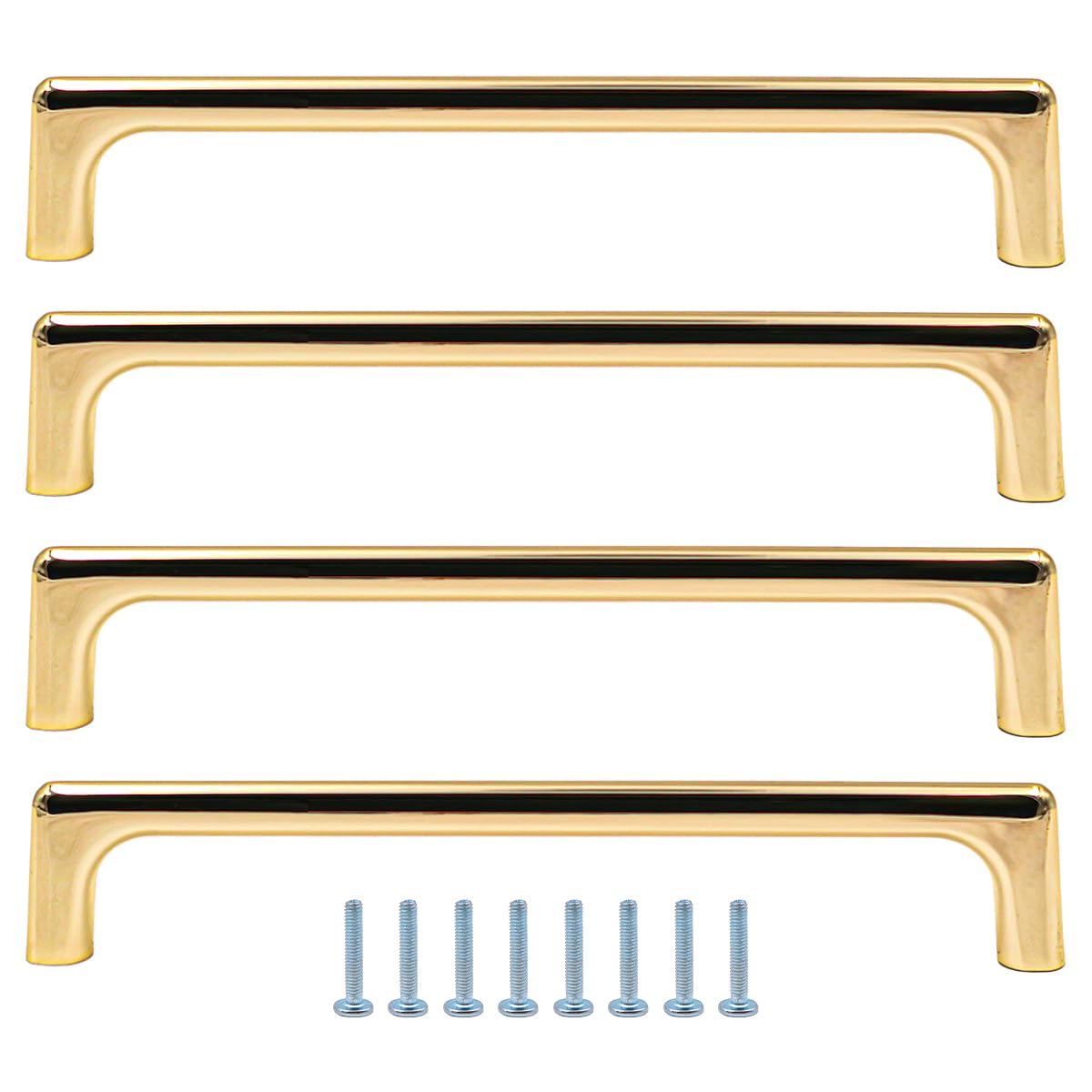 ZONADAH Set of 4 Cabinet Gold Plated Slim Handles, Hole Distance 160mm,Total 170mm, White Cabinet Pull Handles