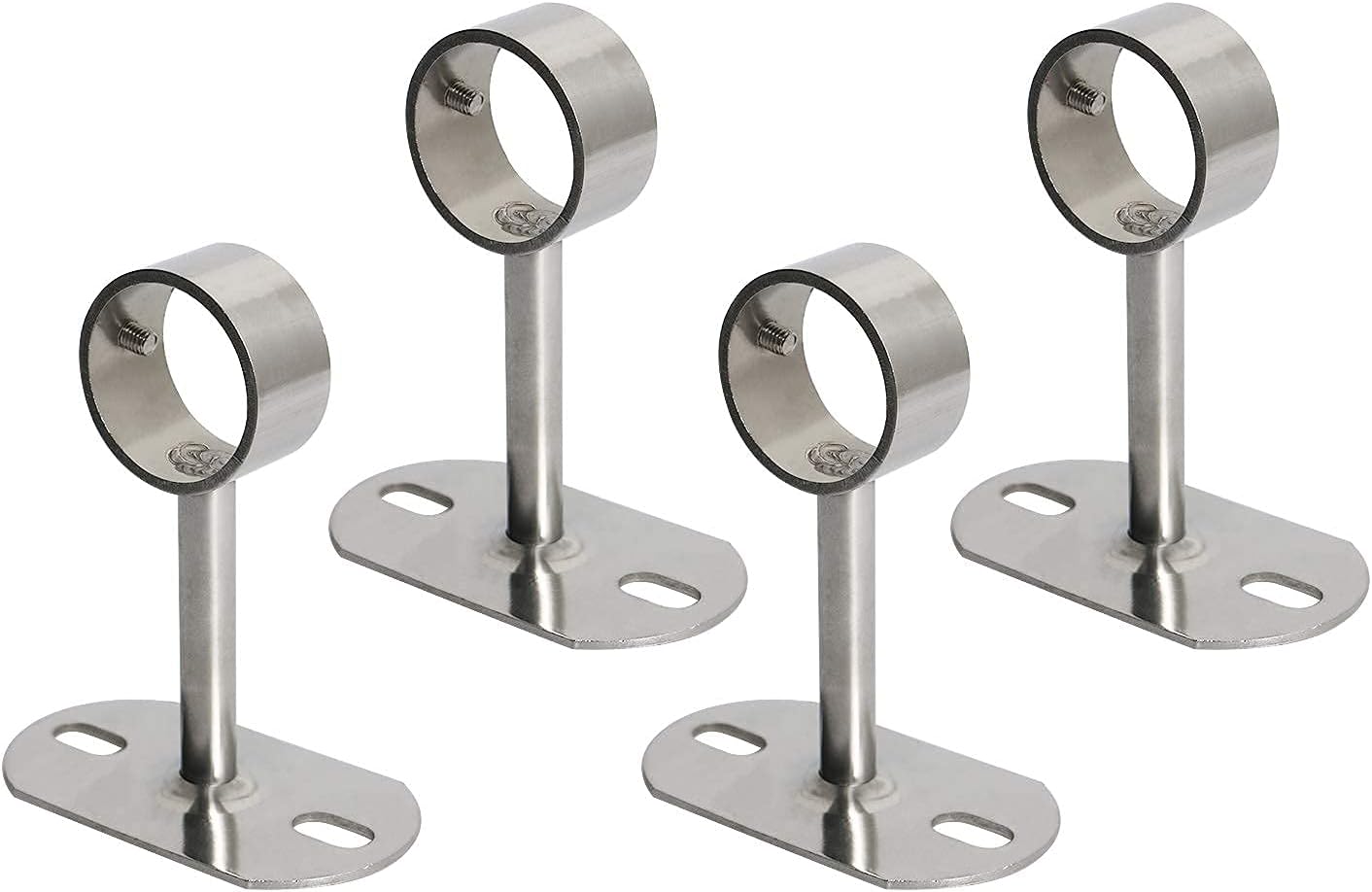Aopin Closet Rod Brackets 25mm / 1" Curtain Rod Ceiling-Mount Brackets Rod End Supports Flange Rod Holder Brackets Stainless Steel Brushed Finish, Polished End Supports Brackets with Screws