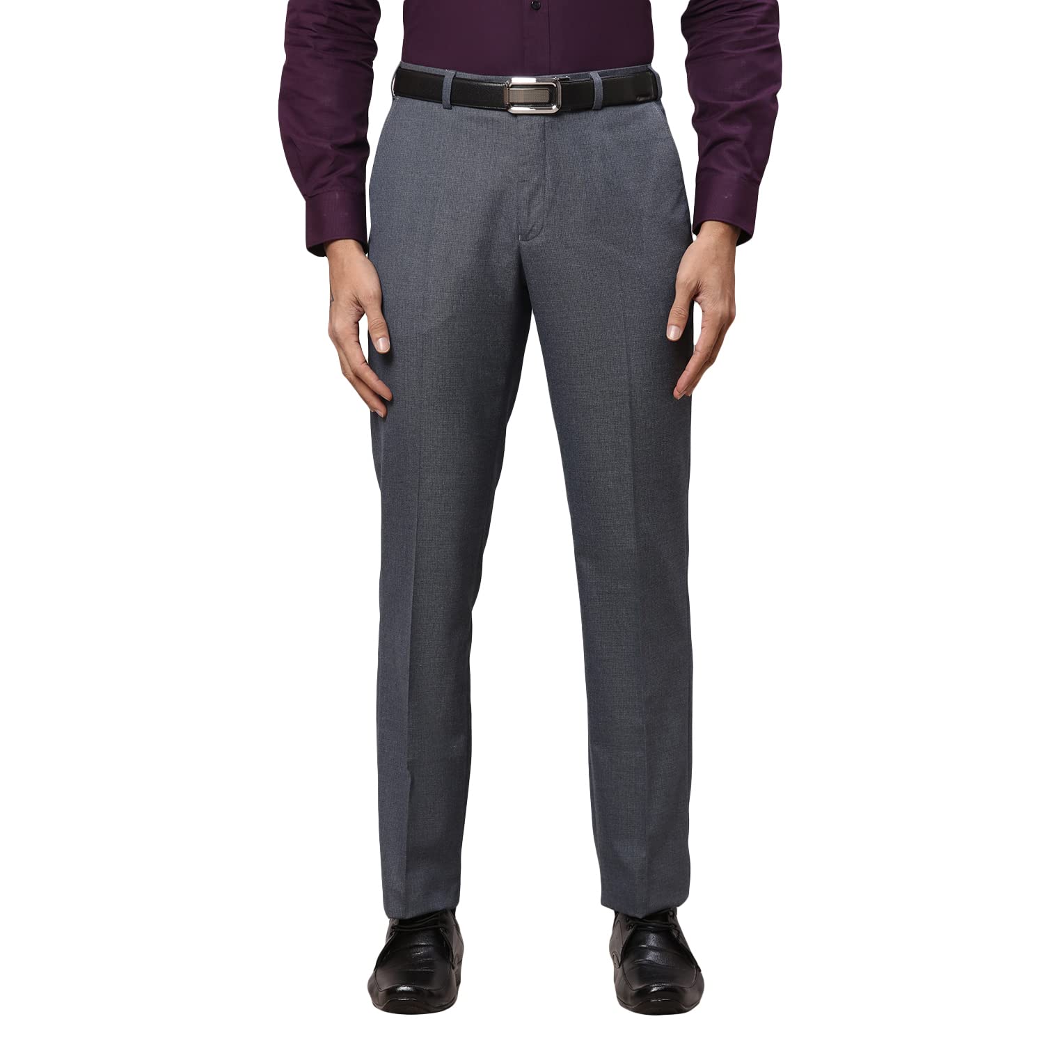 park avenue Men's Polyester Blend Dobby Pattern Smart Fit Flat Front Formal Trouser-picture-30