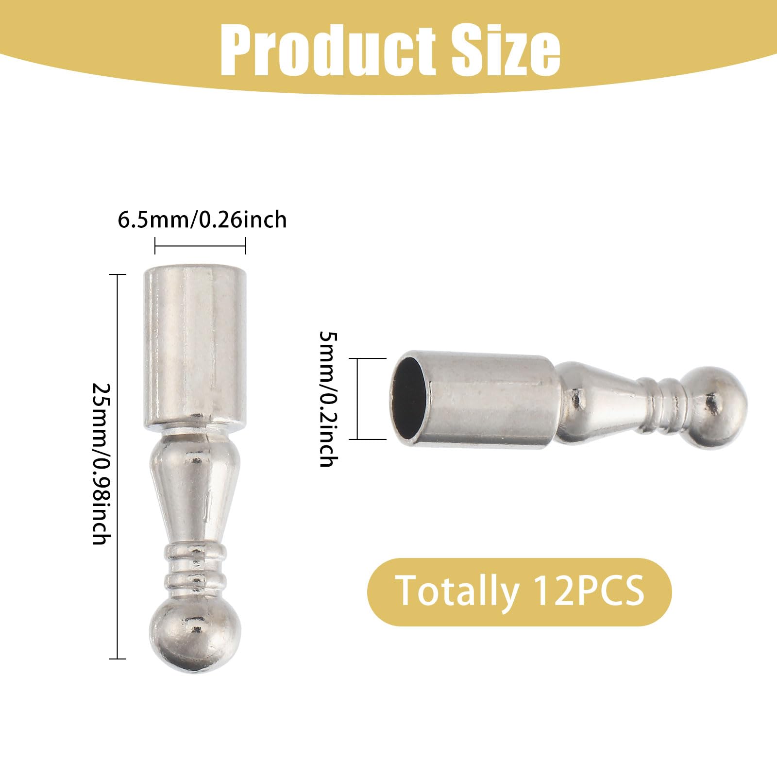 CHGCRAFT 12pcs Bolo Tie Tips Replacement End Caps Kit Bolo Tie Accessories for DIY Bolo Ties Making Accessories, Silver