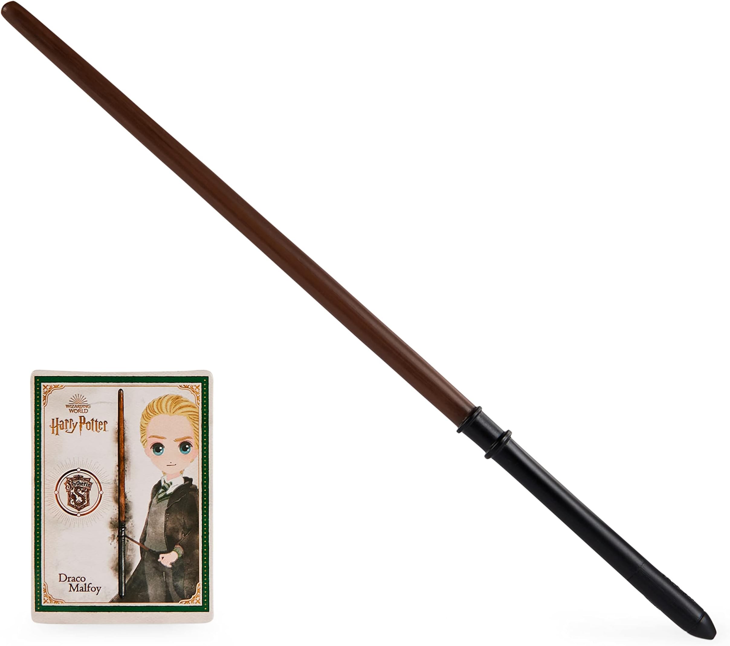 Wizarding World Harry Potter Authentic Draco Malfoy Plastic Wand with Spell Card, 12 Inch, Toy for Children Aged 6 and Above, Fan Item