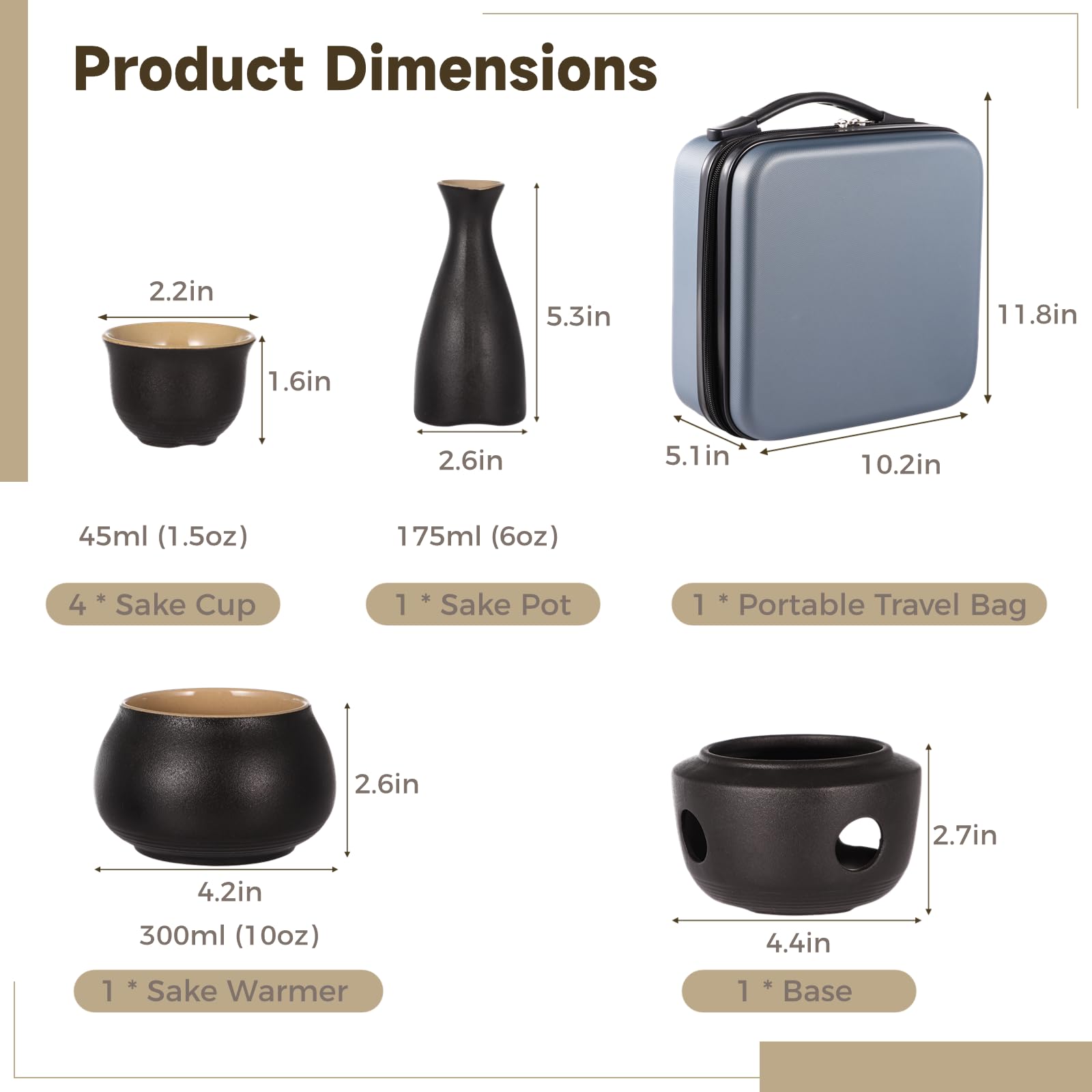 Amazon.com | Japanese Sake Set with Warmer, Tokkuri Sake Bottle