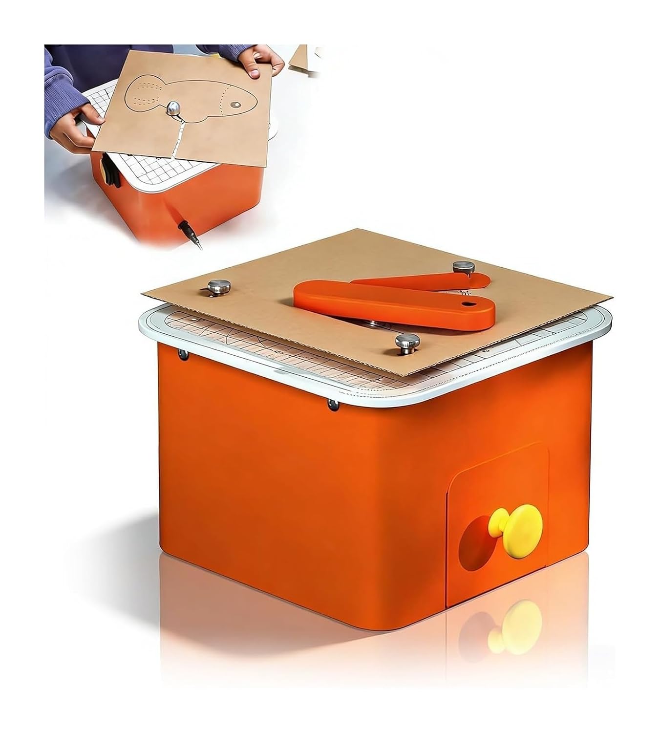 Paper Cutter Electric Cardboard Cutter & Saw for Kids, Cardboard Saw for Kids，Safe DIY Tool Kit with Scrap Drawer, 0-2.5mm Thickness