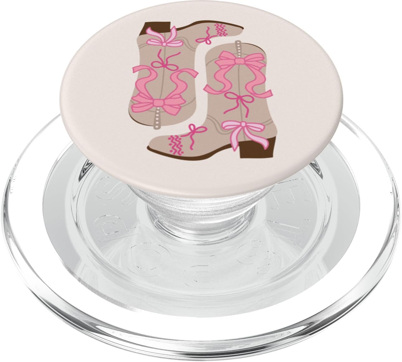 Hot Pink and Brown Cowboy Boots & Bows, Coquette Cowboy PopSockets PopGrip for MagSafe
