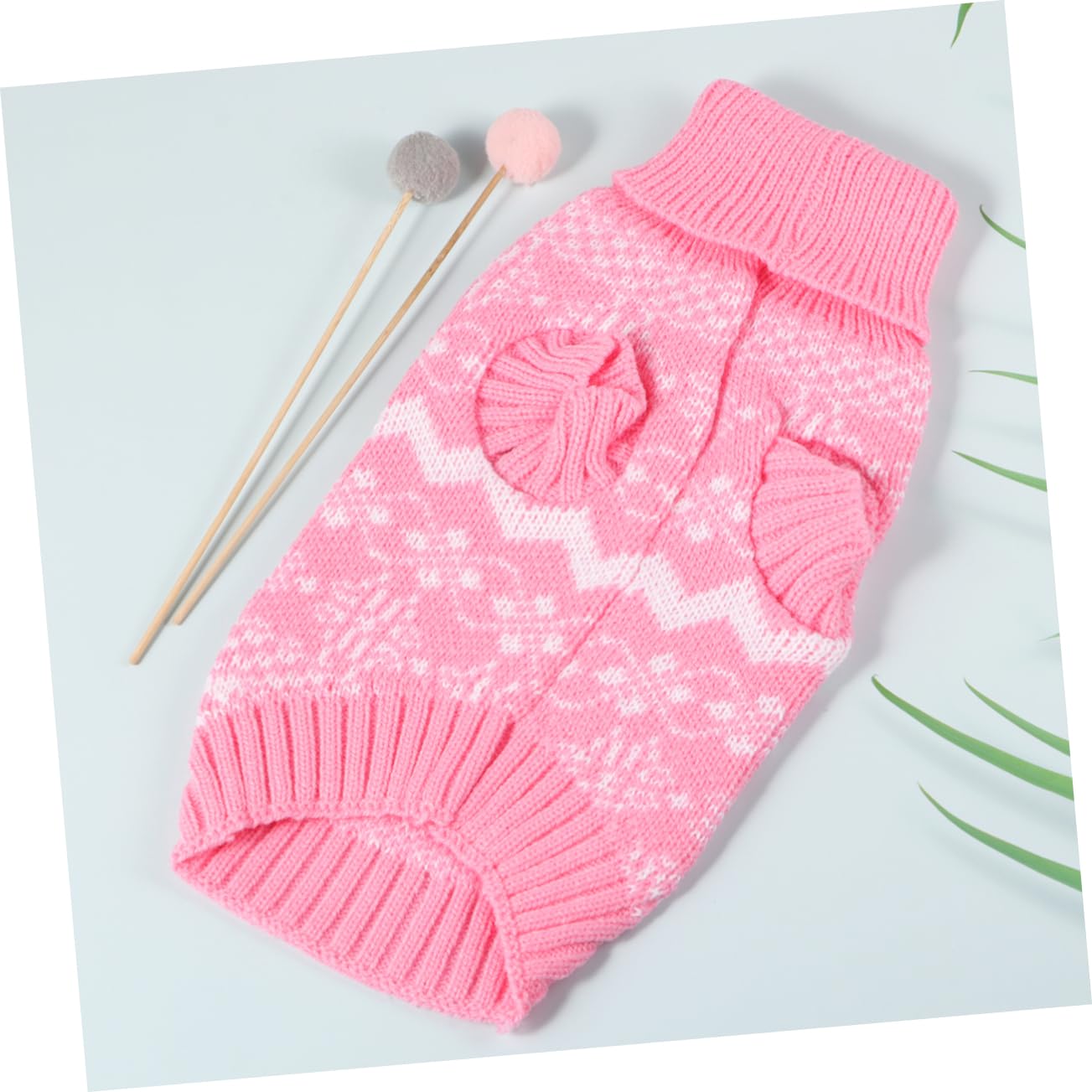 Housoutil 3pièces Pull Tricot pour Chien avec Montant Vêtement Chaud pour Noël Costume De Fête pour Animaux Rose XXL