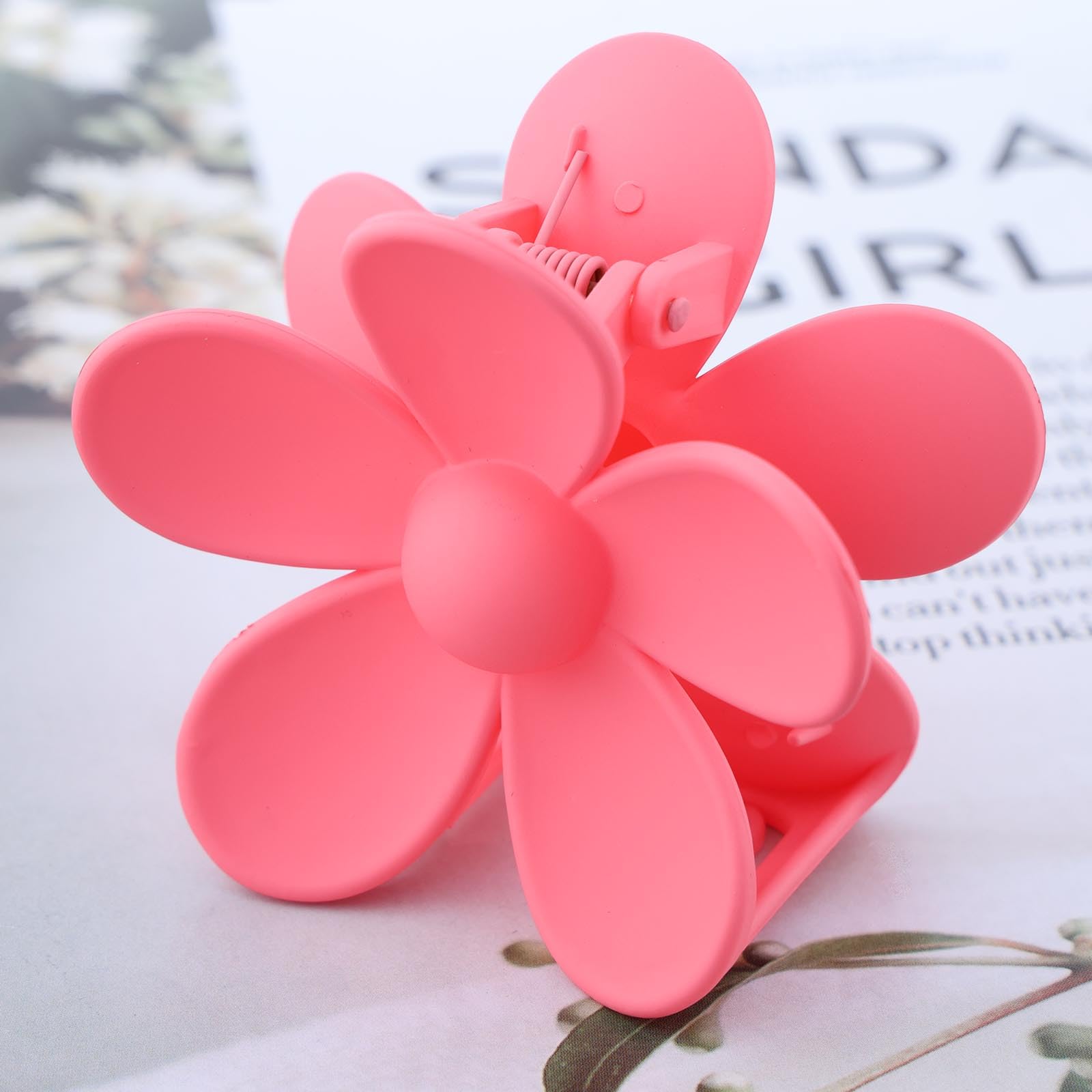Cybche Large Flower Hair Claw Clips Big Floral Hairclip Candy Acrylic Huge Claw Clip Cute Pink Flower Hair Headclip Matte Flower Hair Accessories for Women Headdress - Image 3