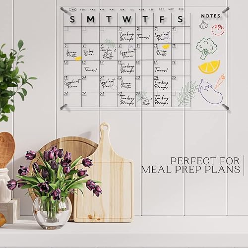 Miniatura 7 de Calendario de pared acrílico de borrado en seco de alta calidad, calendario transparente grande para planificador familiar, organizador borrable