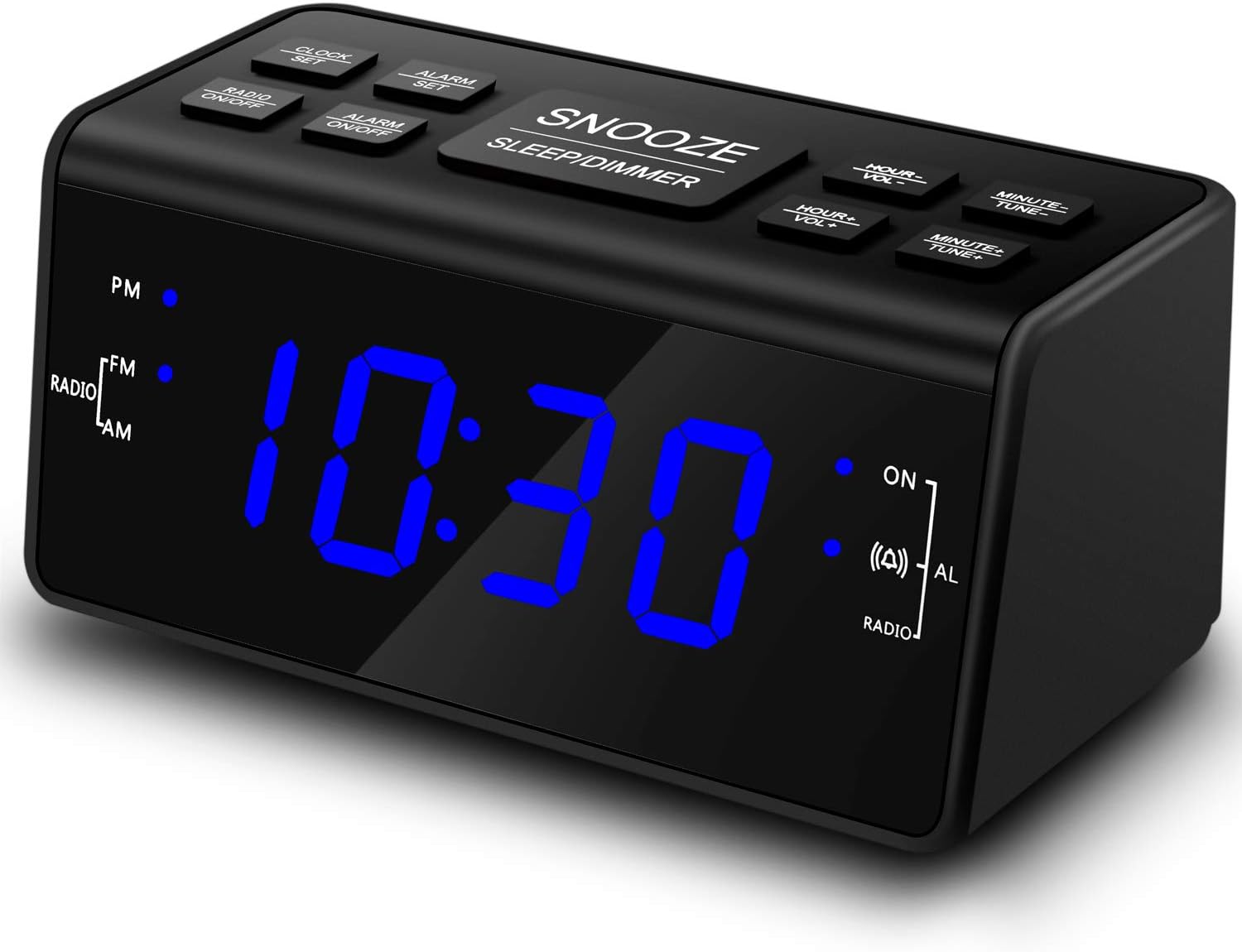 Alarm Clock, Alarm Clocks for Bedrooms with AM/FM Radio,Dimmer,Snooze,Battery Backup