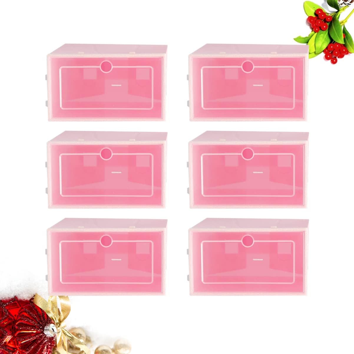 6PCS Thickened Shoe Boxes Stackable Plastic Shoe Storage Containers Magnetic Door for Sneaker Organization in Closet