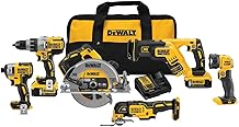 DEWALT Power Tools Set 20V MAX, 6 Tools Cordless Power Tool Combo Kit , 2 Batteries, Charger, Hammer Drill Driver, Impact Driver, Circular Saw, Reciprocating Saw, Oscillating Multi-Tool,LED DCK694P2
