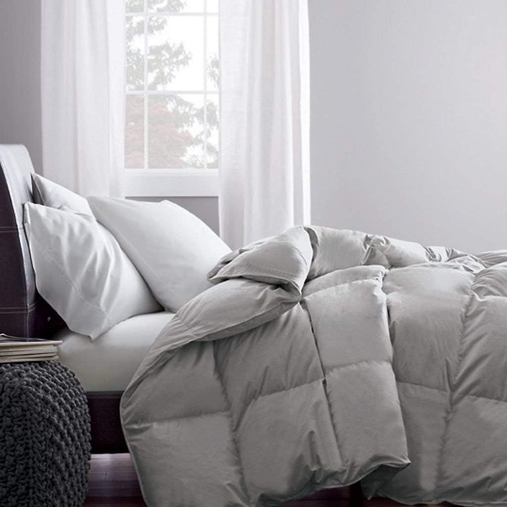 Finest 1200 Thread Counts 300 GSM Fiber Fill 1pc Comforter + 4pc Sheet Set California King Size Silver Grey Solid 100% Egyptian Cotton- by PARADISEHOUSE