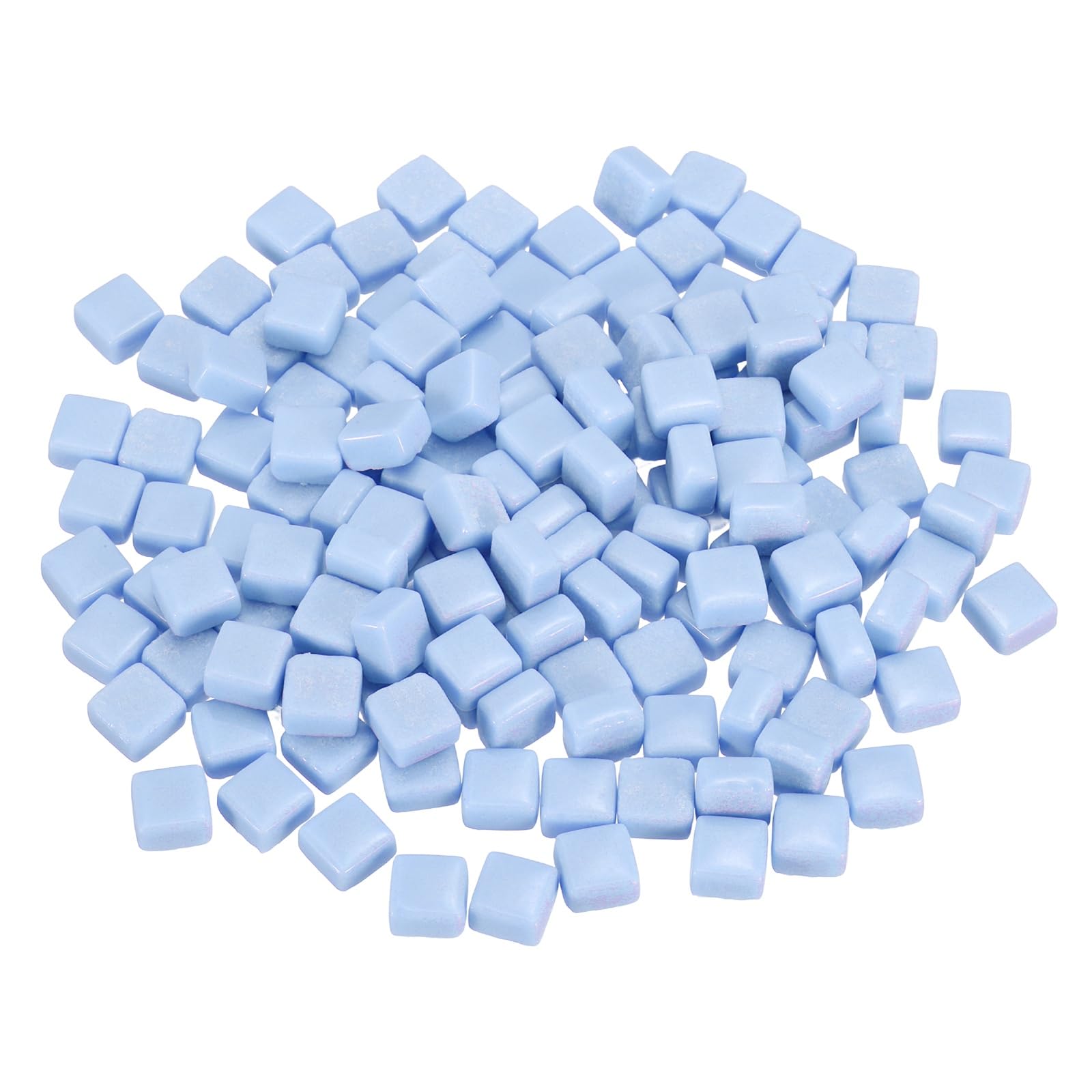 sourcing map 200g Square Mosaic Tiles for Crafts, 0.4" Iridescent Mosaic Glass Pieces for DIY Art Making Supplies Home Decoration (Cyan Blue)