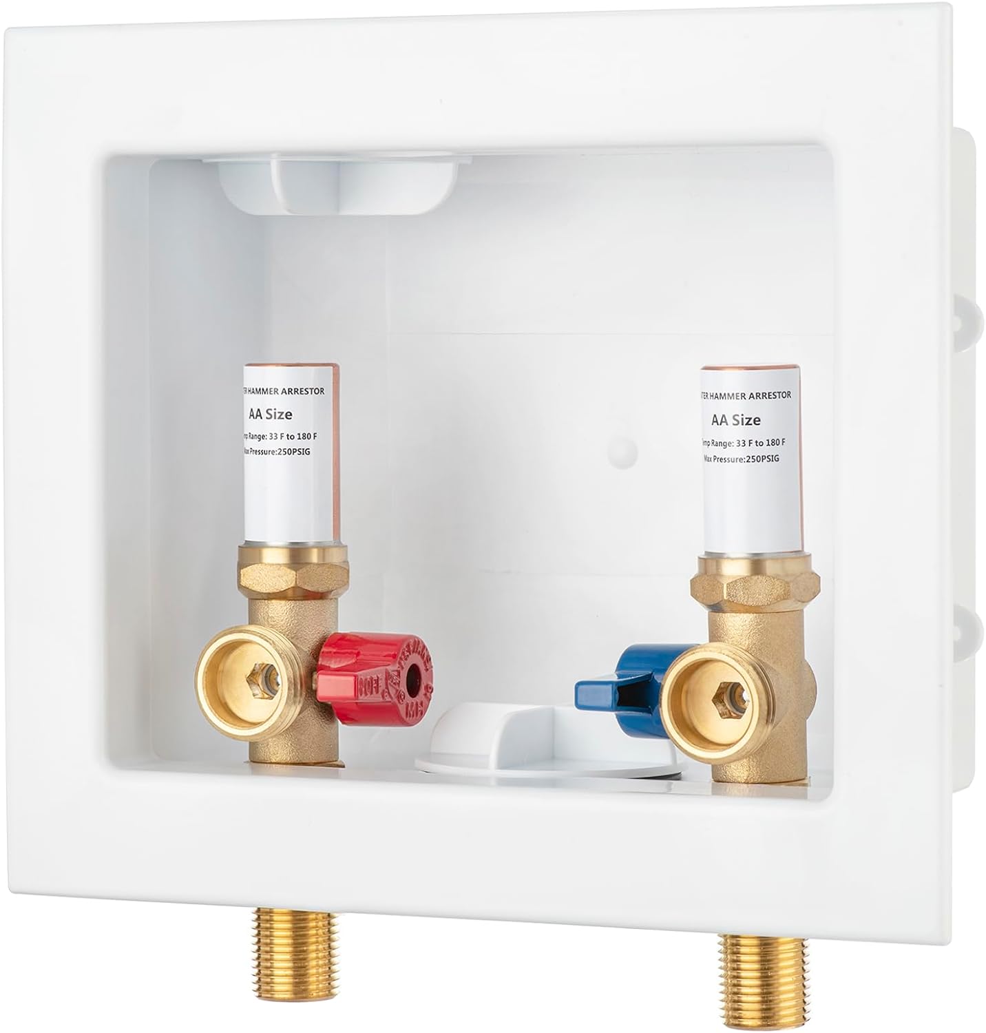 Washing Machine Outlet Box Push to Connect with Copper Hammer Arrestors, Inlet 1/2 inch Push to Connect x Outlet 3/4 inch NH Thread LI-XYJH-650(1 PCS)