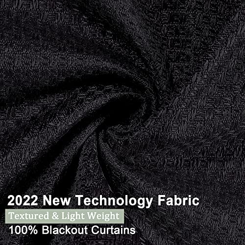 Owenie 100% Blackout Curtains 63 Inch Long 2 Panels For Bedroom, Textured Living Room Curtain Casual Weave Thermal Insulated Curtains, Grommet Room Darkening Window Treatment, (Black, 42" X 63") #TOP2