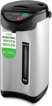 NutriChef 5.2 Qt Electric Water Kettle, Portable, Quick Heating, 5 Liter Digital Kettle with 5 Temperature Settings, Safety Lock, Stainless Steel, 3 Dispensing Options, 8.46 x 11.2 x 16.5