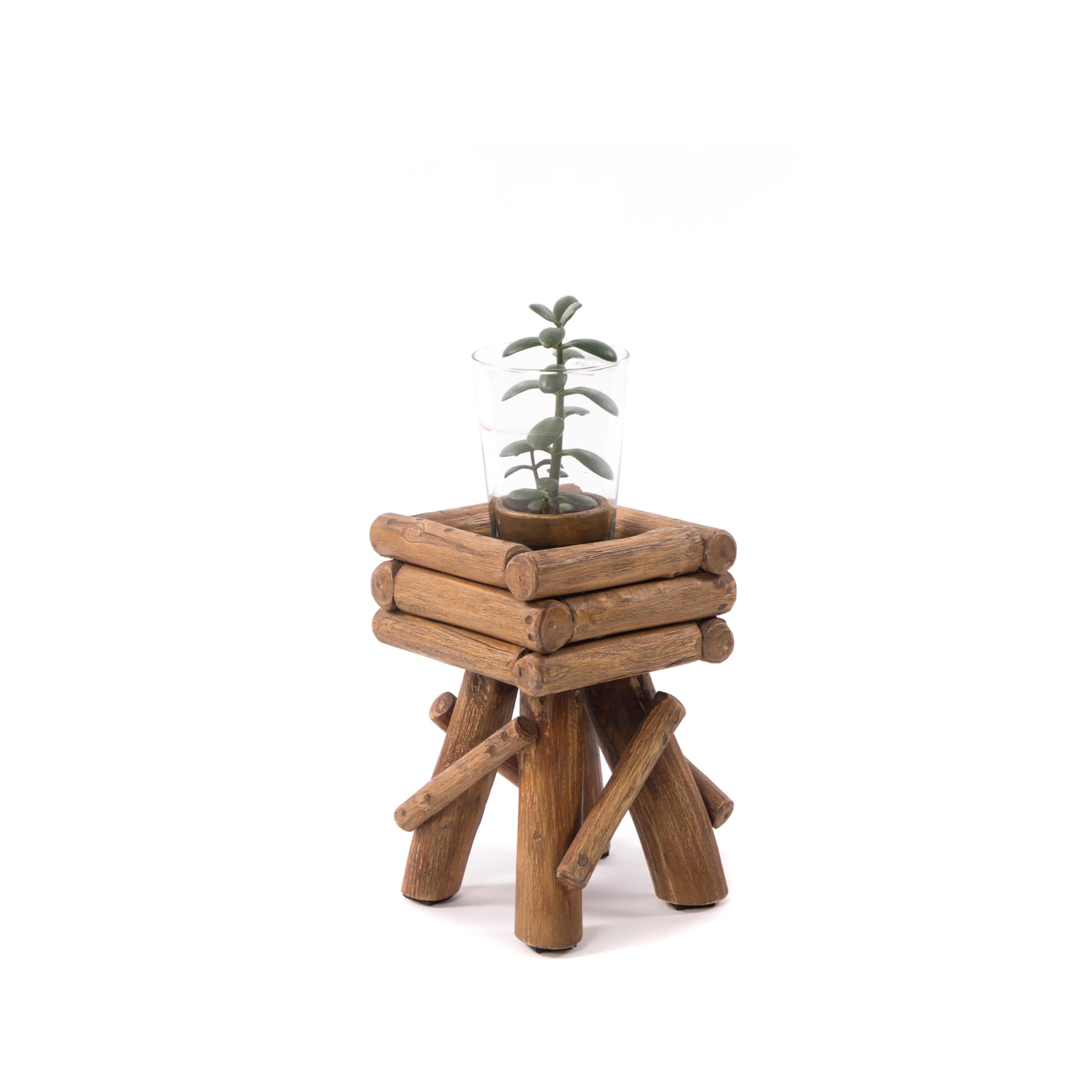 TABOURET à fleurs en bois Twist | teck | tabouret rustique, tabouret en bois, table de couloir, tabouret pour plantes, table basse, table dappoint, en bois de racine | dimension: petit