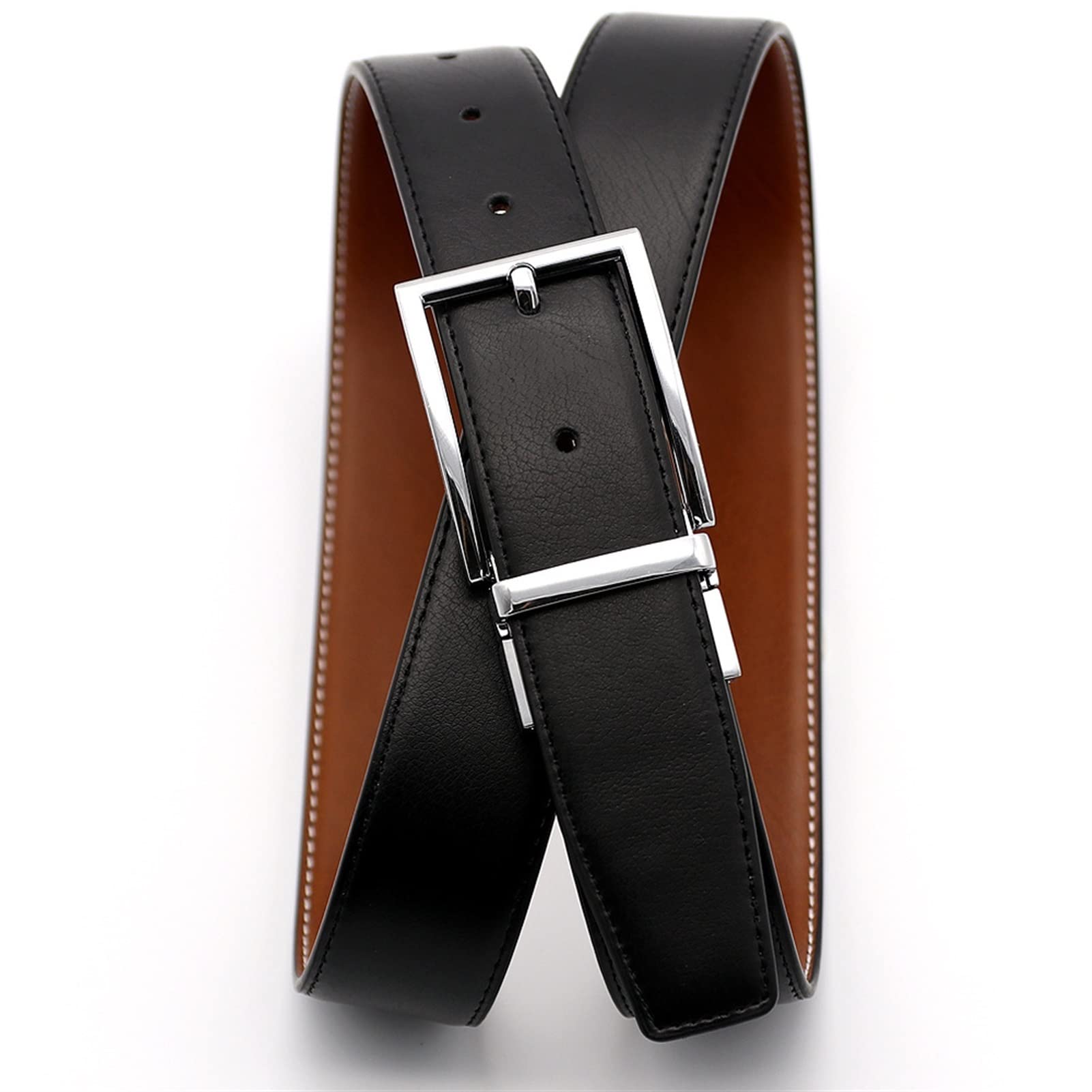 Cinturón ajustable de cuero genuino, Cinturón de cuero for hombre Hebilla de cuero de doble cara Cinturón for hombre Hebilla formal informal ajustable Perfecto for uso diario o deportes al aire libre(