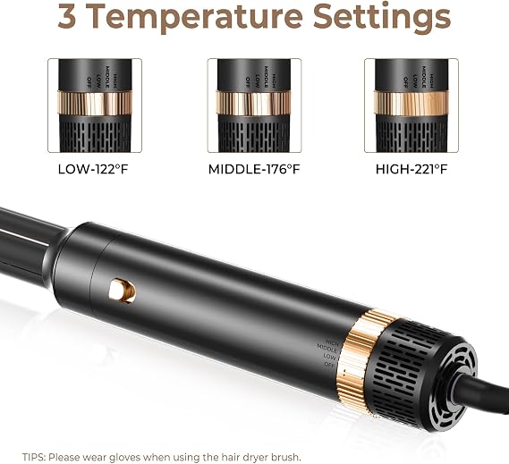 Yitrust 6 in 1 Hair Dryer Brush, Blow Dryer Brushies Ionic Hair Dryer, Oval Hot Air Brush, Hair Curler Straightener Magic Styler Autowrap Air Styler.