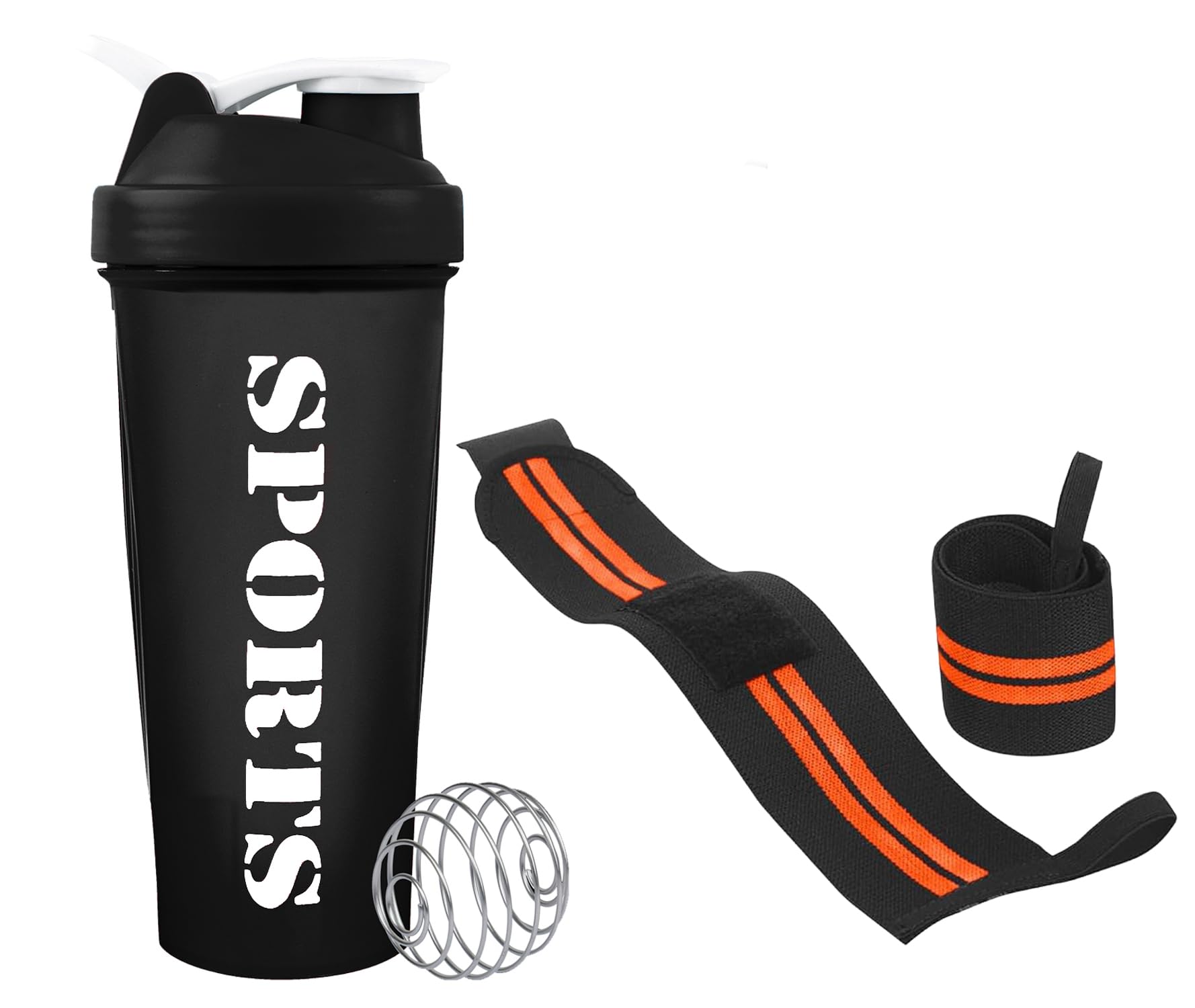 Shaker Bottle Premium Combo of Gym Shaker Bottle with Wrist Support Band Gym & Fitness Kit l Weightlifting l Powerlifting lWrist Wrapl Gym Shaker l Shaker Bottle l Gym Water Bottle (700) ml (Orange)-image-42